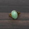 Vintage Snow Jade Oval Jadeite 18k Gold Ring