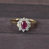 Ruby & Diamond 14K Gold Cluster Ring
