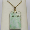 Balestra Vintage Carved Snow Jade Jadite Pendant 14K Yellow Gold Necklace