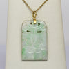 Balestra Vintage Carved Snow Jade Jadite Pendant 14K Yellow Gold Necklace