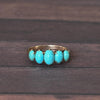 Antique Victorian Five-Stone Turquoise Ring with Talon Prongs in Yellow Gold
