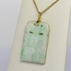Balestra Vintage Carved Snow Jade Jadite Pendant 14K Yellow Gold Necklace