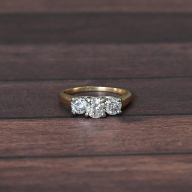 1.22ctw Round Brilliant Diamond  Yellow Gold & Platinum3 Stone Ring