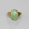 Vintage Snow Jade Oval Jadeite 18k Gold Ring