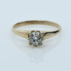 1ct Old Mine Cut Diamond Solitaire 14k Yellow Gold Engagement Ring