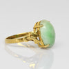Vintage Snow Jade Oval Jadeite 18k Gold Ring