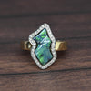 Boulder Opal Free Form Diamond Accent 14k Yellow Gold Ring