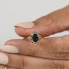 1.1ct Midnight Blue Sapphire Oval 0.33cttw Diamond Cluster 14K Gold Ring