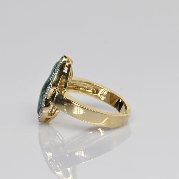 Boulder Opal Free Form Diamond Accent 14k Yellow Gold Ring