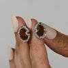 Madeira Citrine Oval Checkerboard Diamond Halo Leverback 18K White Earrings