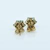 Vintage 14K Yellow Gold Turquoise and Pearl Floral Earrings
