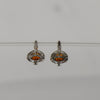 Madeira Citrine Oval Checkerboard Diamond Halo Leverback 18K White Earrings