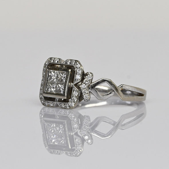 Princess Cut Diamond Invisible Set 18k White Gold Vannah K Ring