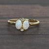 Vintage Petit Opal and Diamond 14k Yellow Gold Ring