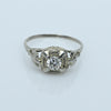 Art Deco 0.35ct Old European Cut Diamond 18k White Gold Filigree Engagement Ring