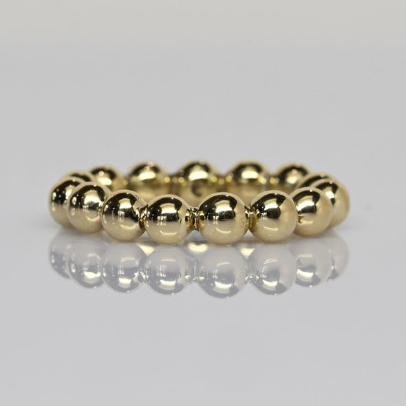 Custom Beaded Eternity Band 18k Yellow Gold Ring