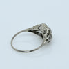Art Deco 0.35ct Old European Cut Diamond 18k White Gold Filigree Engagement Ring