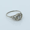 Art Deco 0.35ct Old European Cut Diamond 18k White Gold Filigree Engagement Ring