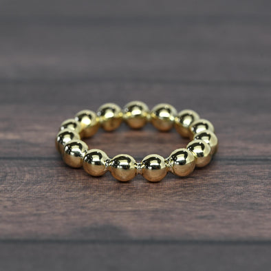 Custom Beaded Eternity Band 18k Yellow Gold Ring