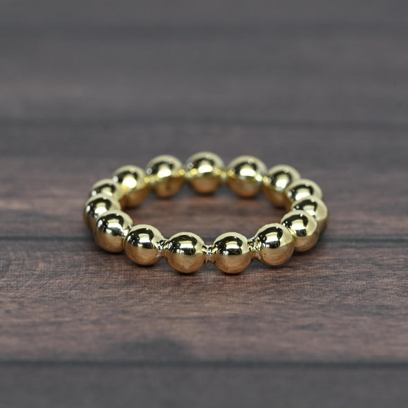 Custom Beaded Eternity Band 18k Yellow Gold Ring