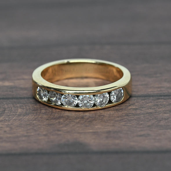 1.2ctw VS Diamond 6 Stone Channel Set Band Yellow Gold Ring