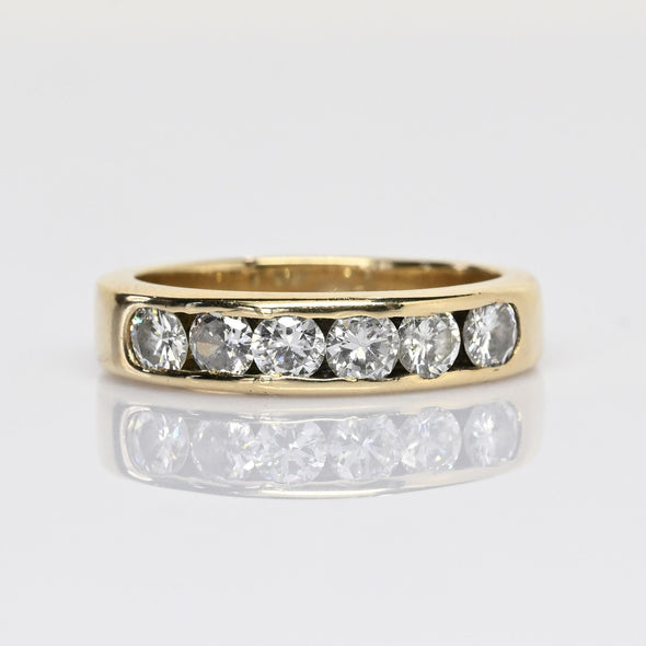 1.2ctw VS Diamond 6 Stone Channel Set Band Yellow Gold Ring