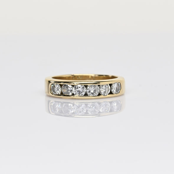 1.2ctw VS Diamond 6 Stone Channel Set Band Yellow Gold Ring