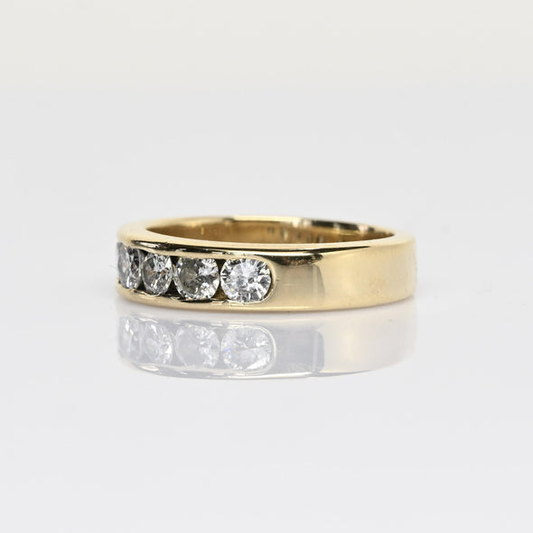 1.2ctw VS Diamond 6 Stone Channel Set Band Yellow Gold Ring