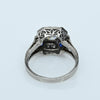 Platinum Art Deco Old European Cut Diamond & Sapphire Octagonal Ring