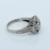 Platinum Art Deco Old European Cut Diamond & Sapphire Octagonal Ring