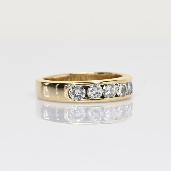 1.2ctw VS Diamond 6 Stone Channel Set Band Yellow Gold Ring