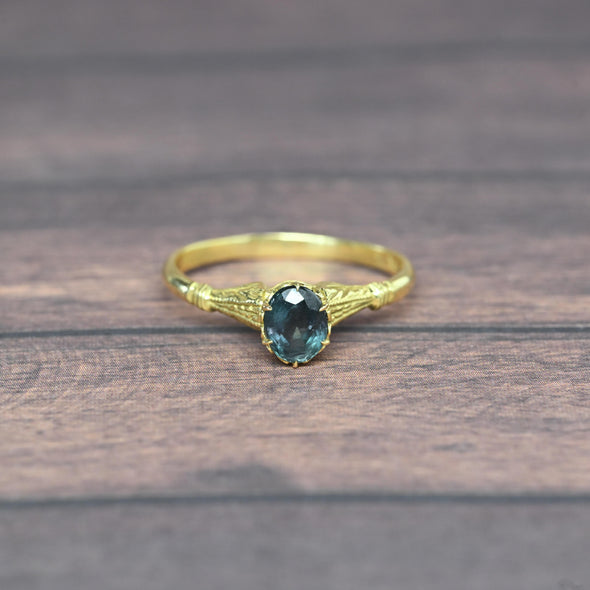 Art Deco Alexandrite Green to Purple Change 18K Yellow Gold Solitaire Ring w GIA