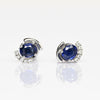 Blue Sapphire & Diamond 18k White Gold Earrings