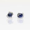 Blue Sapphire & Diamond 18k White Gold Earrings
