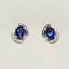 Blue Sapphire & Diamond 18k White Gold Earrings