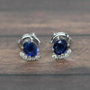 Blue Sapphire & Diamond 18k White Gold Earrings