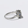 Art Deco Old European Cut White & Blue Sapphire 18k White Gold Engagement Ring