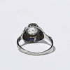 Art Deco Old European Cut White & Blue Sapphire 18k White Gold Engagement Ring