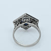 Art Deco Sapphire and Diamond Platinum Square Top Ring