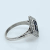 Art Deco Sapphire and Diamond Platinum Square Top Ring