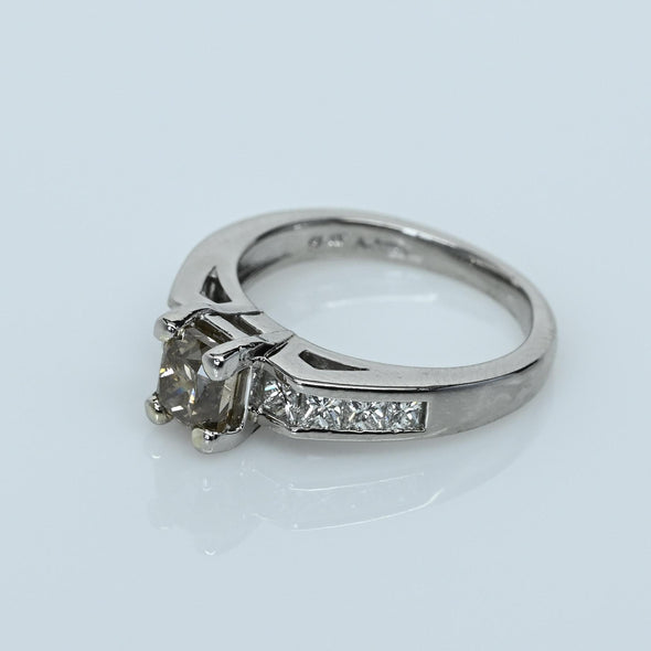 1.41ctw Fancy Brown Rectangular Cushion Cut Diamond Platinum Engagement Ring