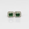 EFFY 1cttw Emerald Diamond Halo 14k White Gold Stud Earrings