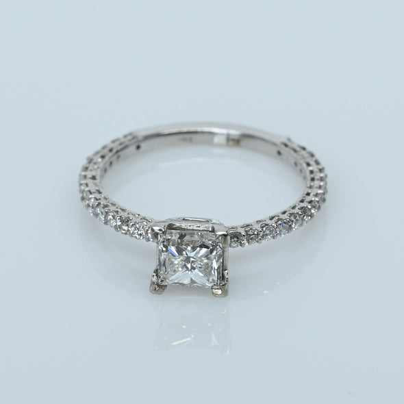 1.6ctw Princess Cut Diamond 14K White Gold Engagement Ring