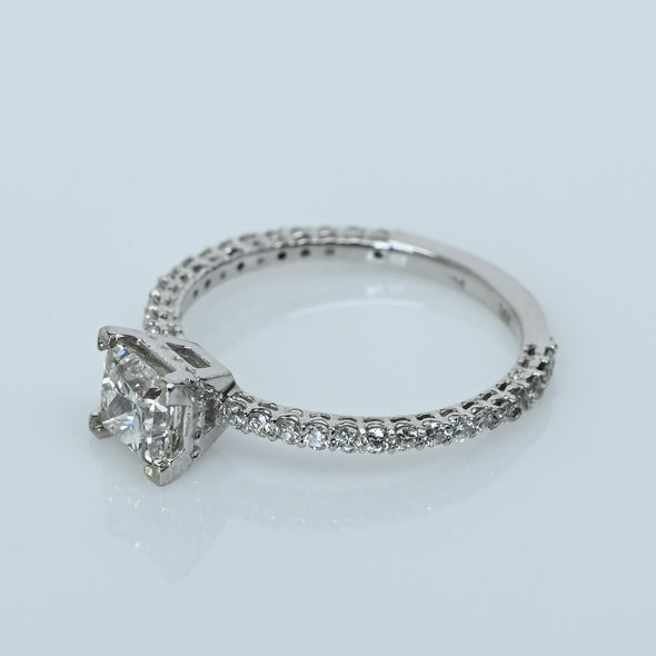 1.6ctw Princess Cut Diamond 14K White Gold Engagement Ring