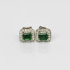 EFFY 1cttw Emerald Diamond Halo 14k White Gold Stud Earrings