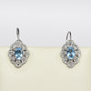 Blue Topaz and Diamond White Gold Filigree Drop Earrings