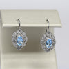 Blue Topaz and Diamond White Gold Filigree Drop Earrings