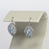 Blue Topaz and Diamond White Gold Filigree Drop Earrings