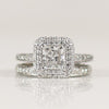 1.51ct E VS GIA Princess Cut Diamond in 18K White Gold Halo Wedding Set