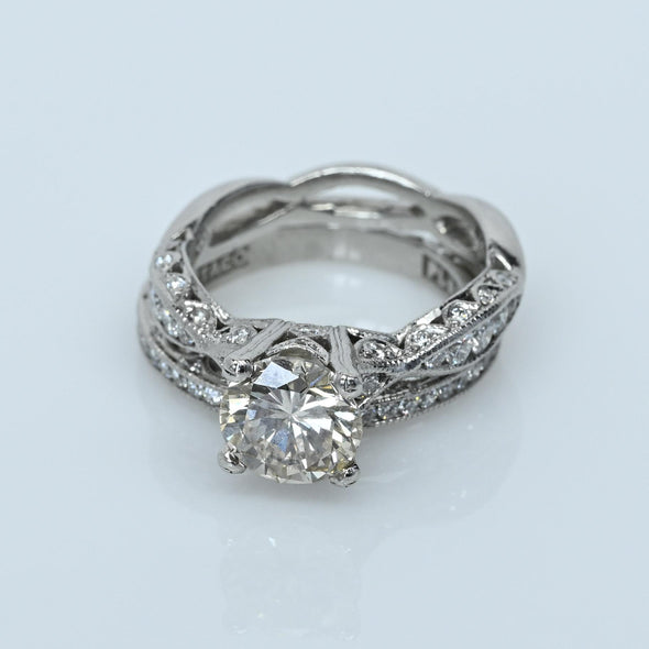 Tacori  2.2ctw Round Brilliant Diamond Platinum Wedding Set Engagement Ring
